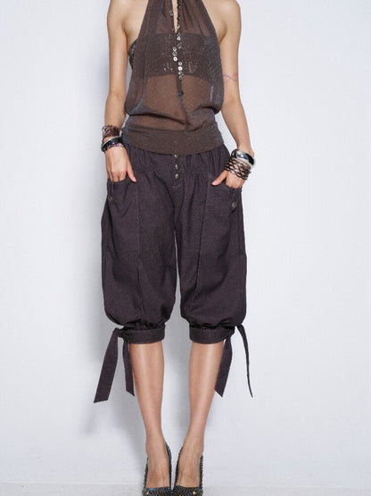 Suit Fabric Lace Up Crop Bloomer【s0000016682】
