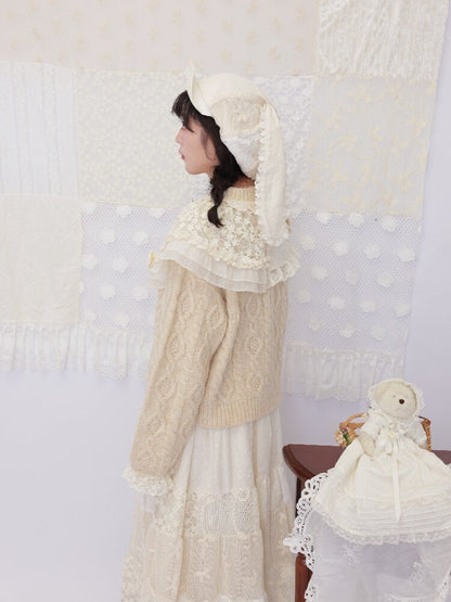 Lace Crochet Velvet Octagonal Hat【s0000016504】