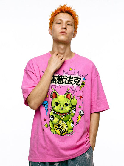 Alien Lucky Cat Loose T Shirt【s0000017111】