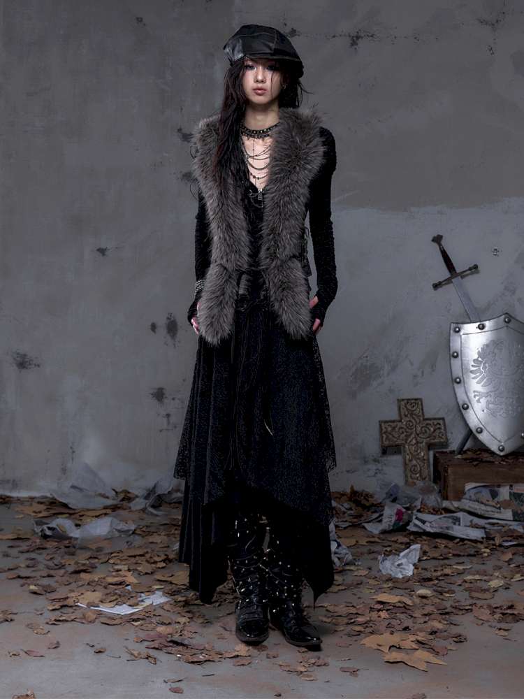 Tie-Front Shearling Vest【s0000014459】