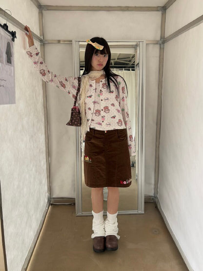 Bear Heart Print Cardigan Set【s0000019085】