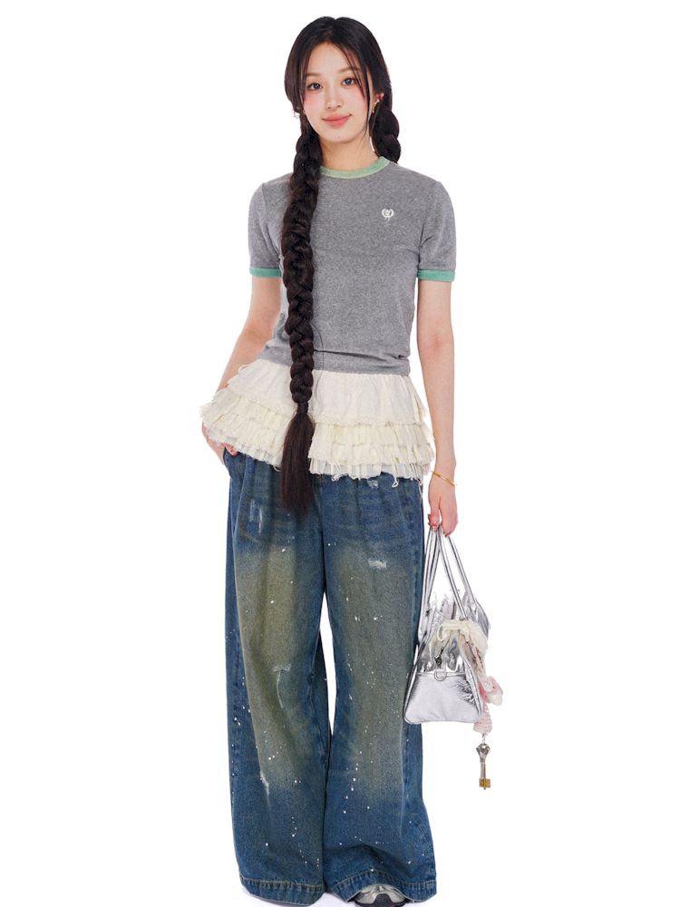 Bow tie Hundred folding white super short skirt【s0000008593】