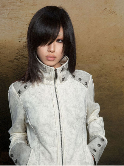 Skeleton Patchwork PU Sweatshirt 【s0000011803】