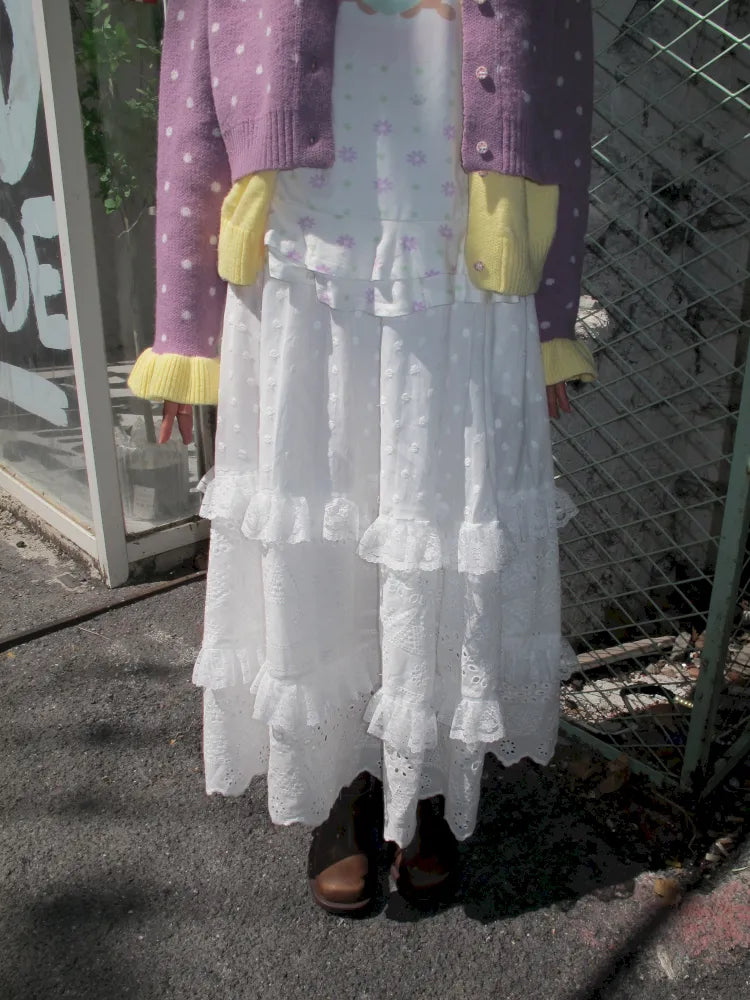 Patchwork Maxi Dress Cake-Style Skirt【s0000014166】