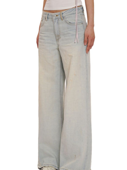 Spray horsey loose denim pants【s0000013442】