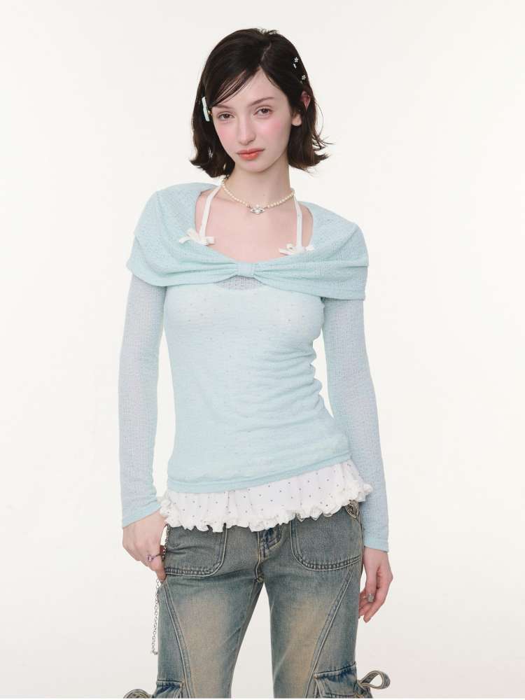 Soft Cloud Knot Slim Knitted Top【s0000015426】