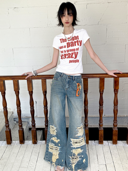 Letter Print Short Sleeve T-Shirt【s0000012423】