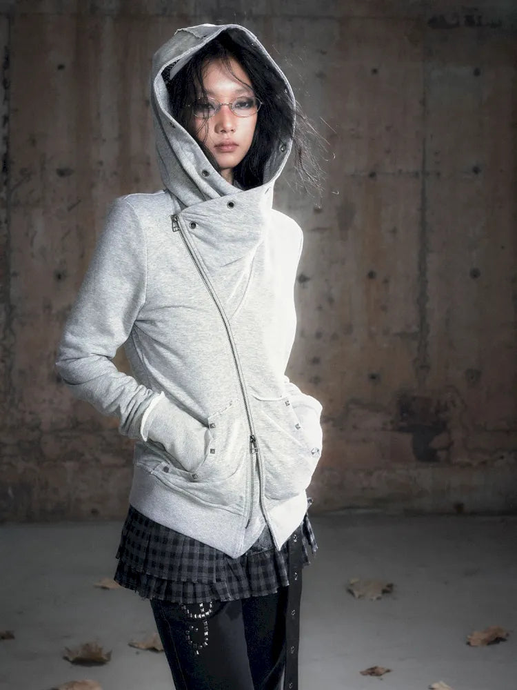 Oversized Collar Long-Sleeve Hoodie Jacket【s0000013967】