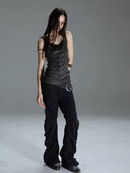 Metal Rivet Hooded I-Line Vest【s0000015911】