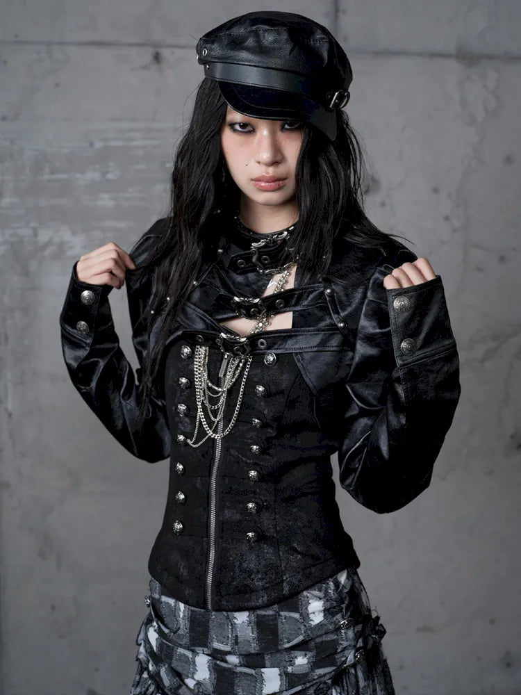 Stand Collar Ultra-Short Leather Jacket【s0000013950】