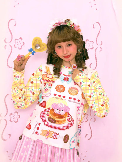 Sweet Print Yellow Checkered Contrast Base Layer【s0000014159】