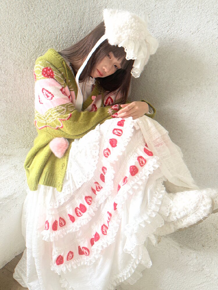 Strawberry Matcha Fair Isle Cardigan【s0000018535】