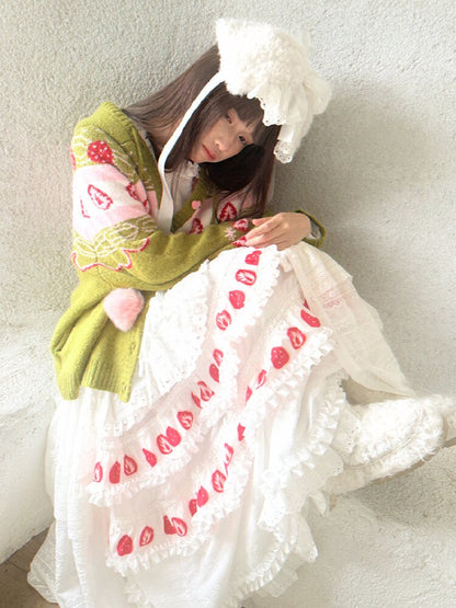 Strawberry Matcha Fair Isle Cardigan【s0000018535】