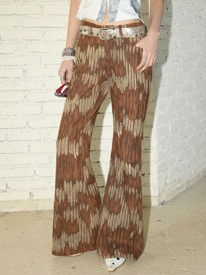 Retro Printed Bell-Bottom Pants【s0000012952】
