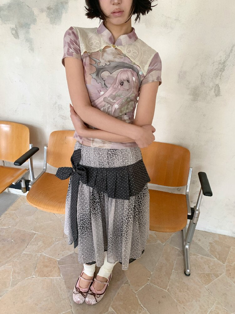Cross Streamer Leopard Midi Skirt【s0000018088】