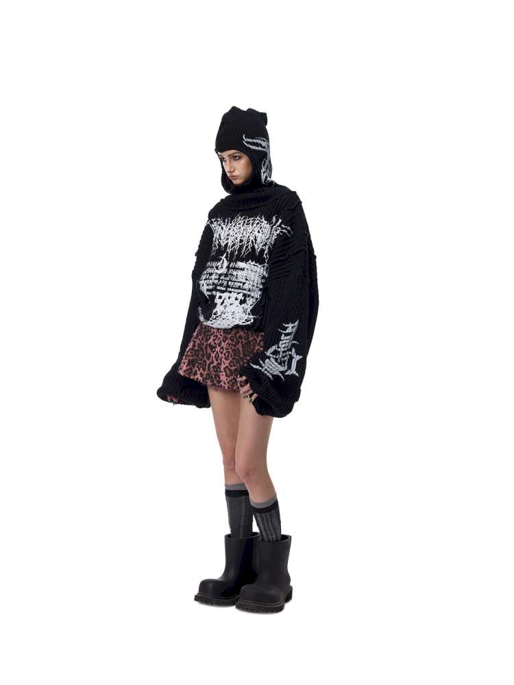 Structure Patchwork Hooded Sweater【s0000015120】