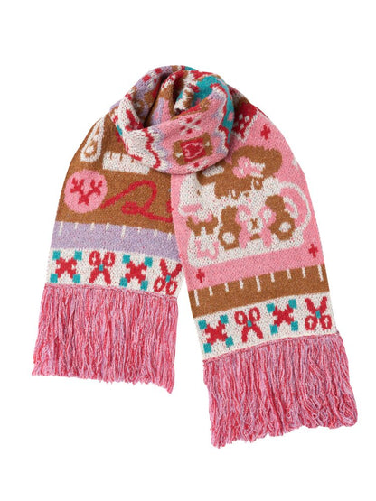 Soft Knit Bunny Fringe Long Scarf【s0000015563】