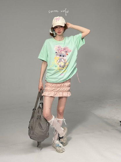 Rabbit Print Loose Tops【s0000012244】