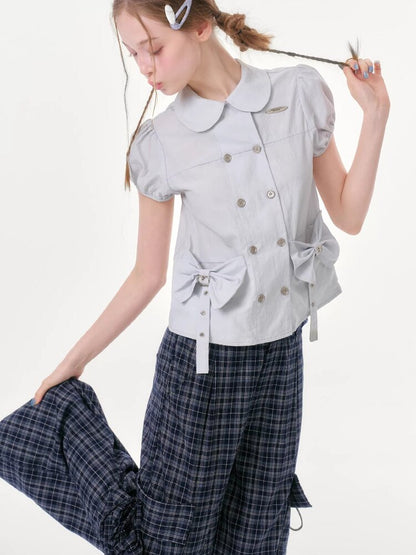 Bow Puff Sleeve Doll Collar Shirt【s0000016610】