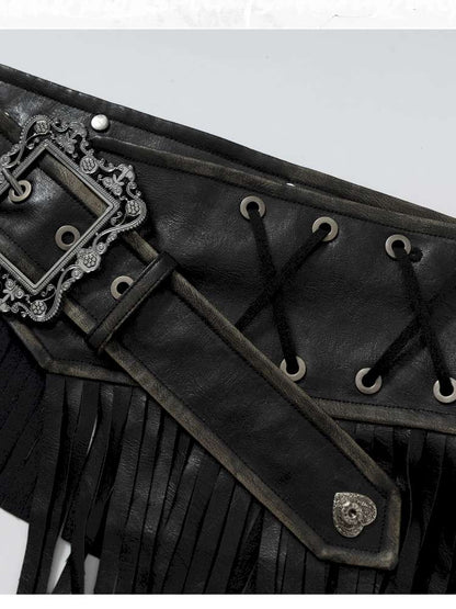 Heavy-Duty Fringe Wide Leather Belt【s0000014476】
