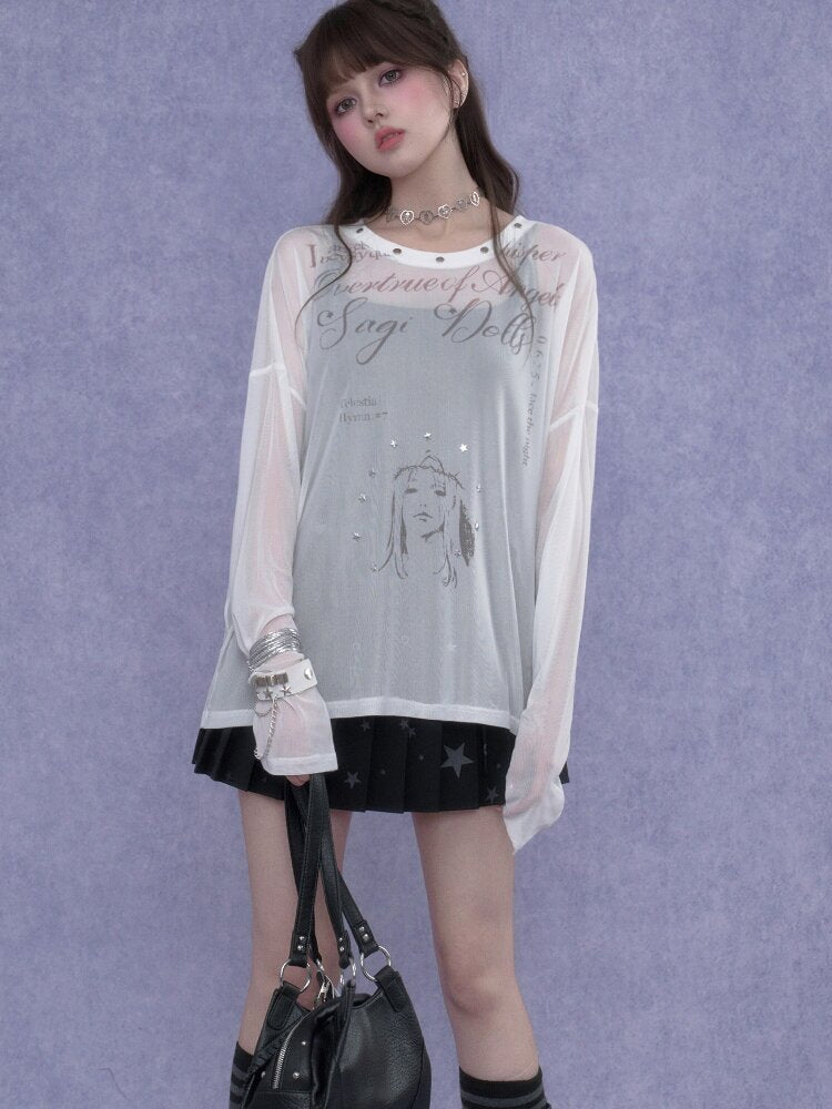 Fighting Spirit Mesh Print Casual T-shirt【s0000017269】