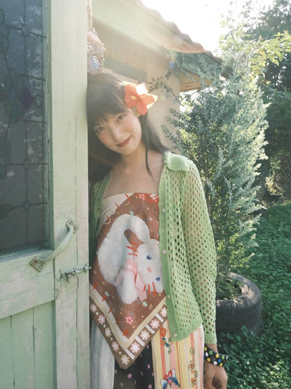 Color Block Cat Print Headscarf【s0000012774】