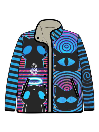 Striped Blue Cotton Jacket Coat【s0000015055】