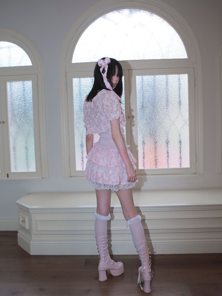Heavy Craft Pearl Bow Cake Dress【s0000017522】