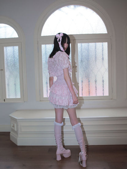 Heavy Craft Pearl Bow Cake Dress【s0000017522】