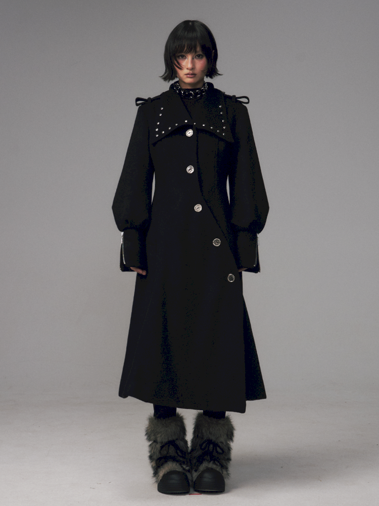 Dark A-Line Temperament Wool Coat【s0000014707】