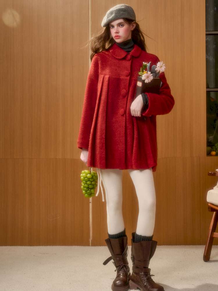 Christmas New Year Woolen Cloak Two-Piece【s0000014892】