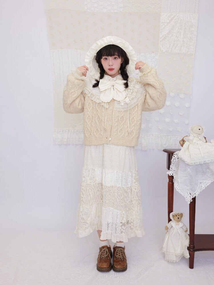Handmade Lace Twist Knit Sweater【s0000016502】