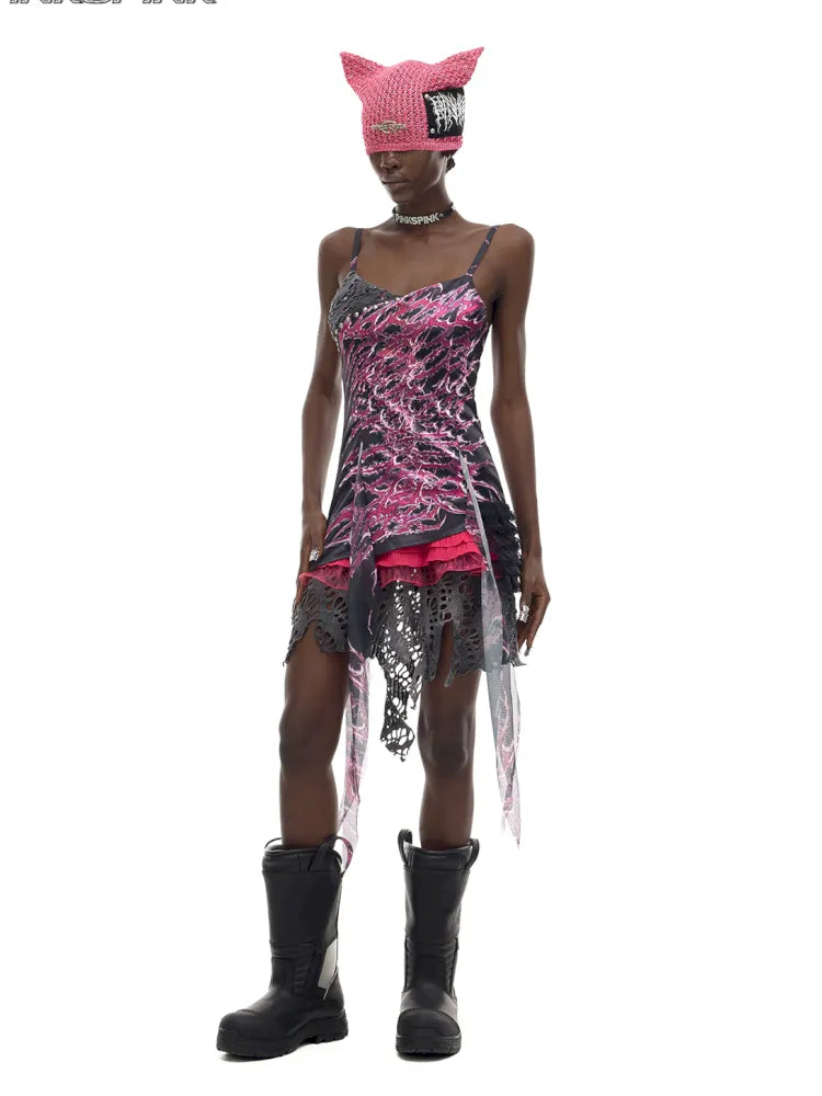 Punk-Chic Rock Y3K Digital Dress【s0000014007】