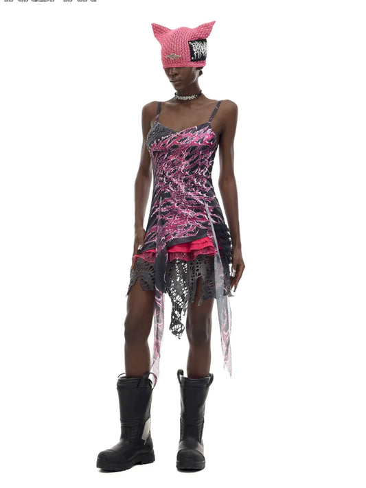 Punk-Chic Rock Y3K Digital Dress【s0000014007】
