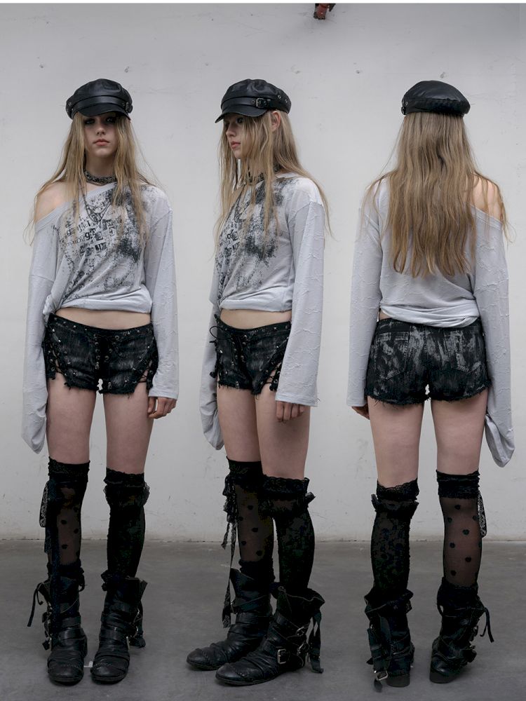 One-shoulder long-sleeved T-shirt【s0000012613】