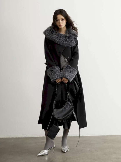 Diagonal Collar Waist Woolen Coat【s0000015197】