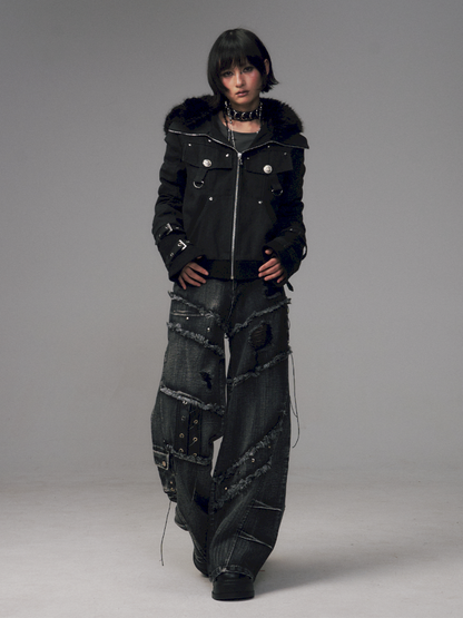 Vintage Sand Wash Detachable Hood Jacket【s0000014703】