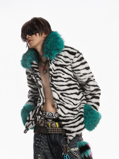 Zebra Print Furtive Faux Coat【s0000019277】