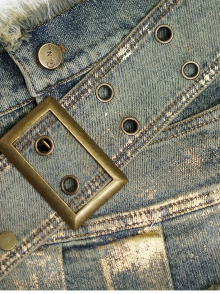 Denim pleated skirt pants【s0000012806】