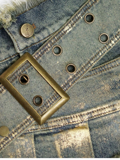 Denim pleated skirt pants【s0000012806】