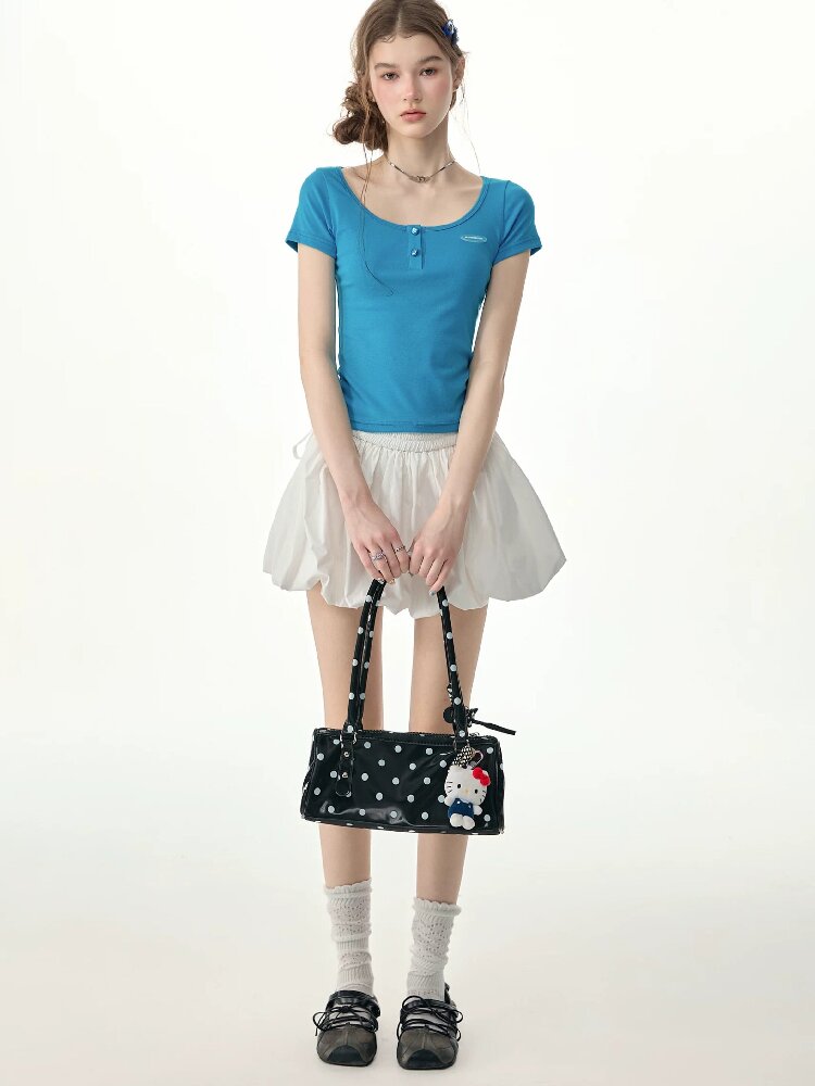 Blues Sweetheart U Neck Short T Shirt【s0000017258】