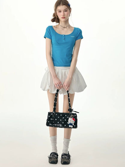 Blues Sweetheart U Neck Short T Shirt【s0000017258】