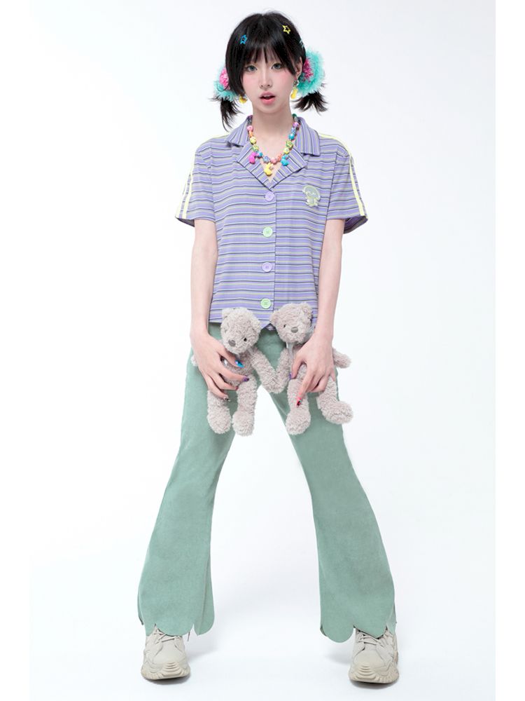 줄무늬 Kuban koa r 짧은 Seekage 셔츠 [S0000006574]