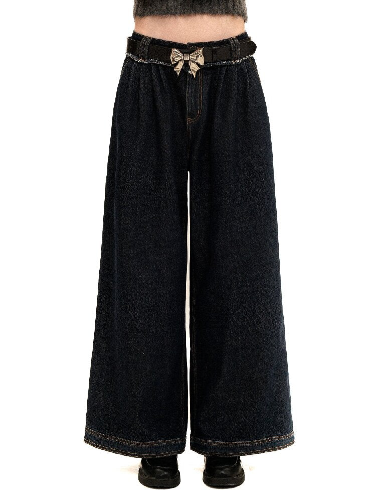 Waist Raw Lace Loose Jeans【s0000016071】