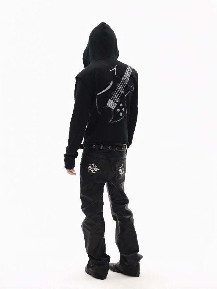 Silver Foil Dark Metallic Zip Hoodie【s0000018363】
