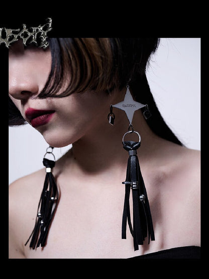 Punk Leather Tassel Drop Earrings【s0000018827】