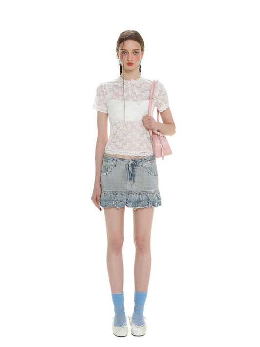 Small flowers short-sleeved T-shirt【s0000008655】