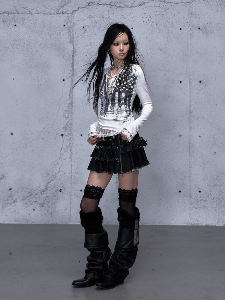 Lace Patchwork Hooded T-shirt【s0000015544】