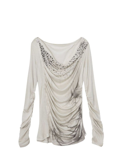 Embellished Vintage Print Base Layer Top【s0000013901】