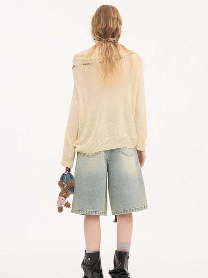 Slanted Strap Smock Knit Sweater【s0000015409】